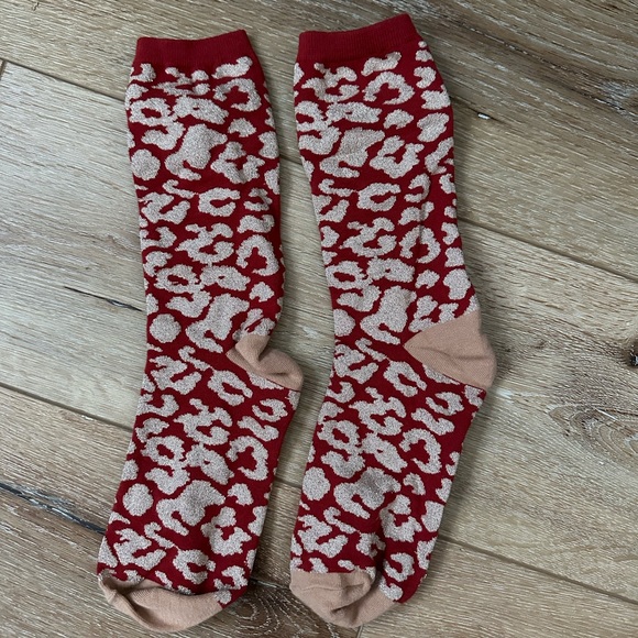Madewell | NWOT Cheeta Print Trouser Socks Rust and Gold - One Size Women's - Picture 1 of 1